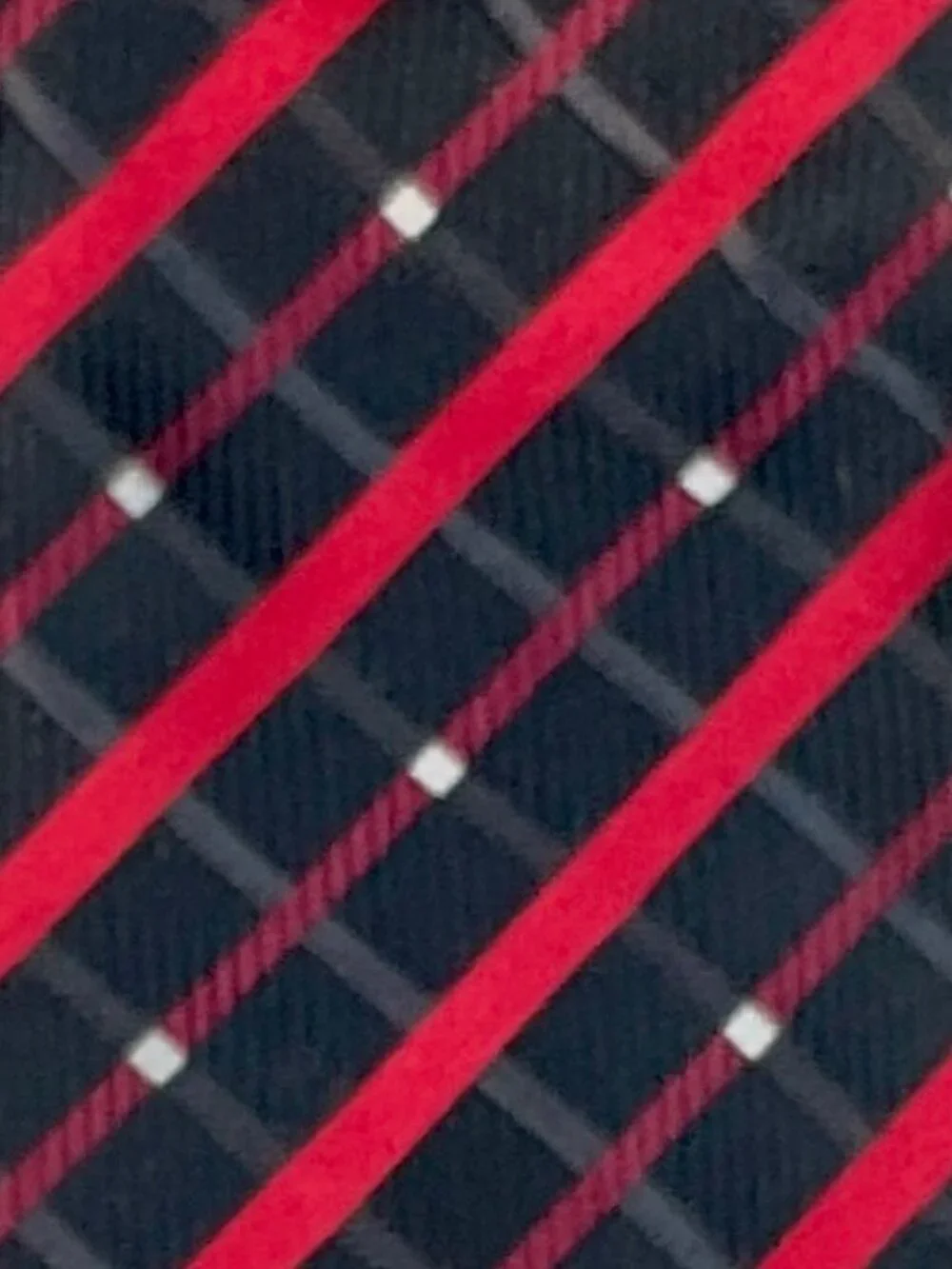 Bill Robinson Mens Tie Black Red White Plaid